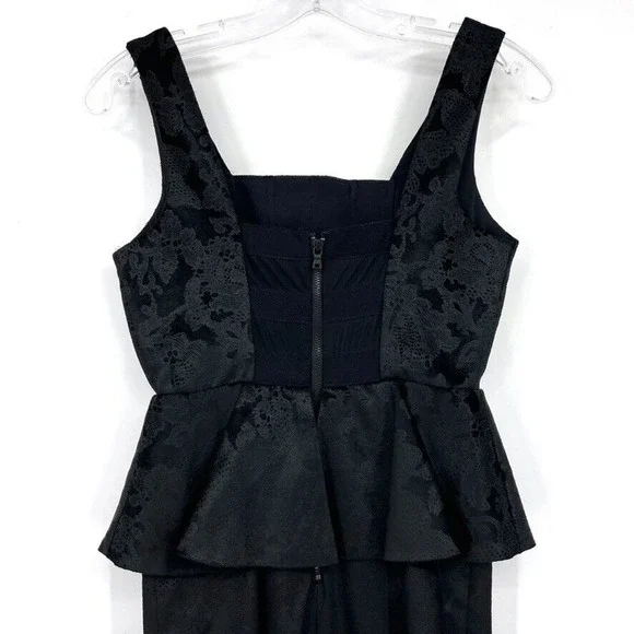 ALICE & OLIVIA Womens 0 BLACK DRESS Yodi brocade black Peplum Dress LBD - Picture 5 of 7